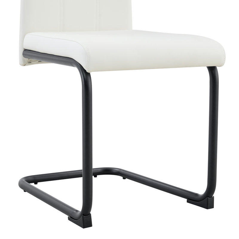 Chaise en porte-à-faux rembourrée en similicuir Modern, Blanc, Noir