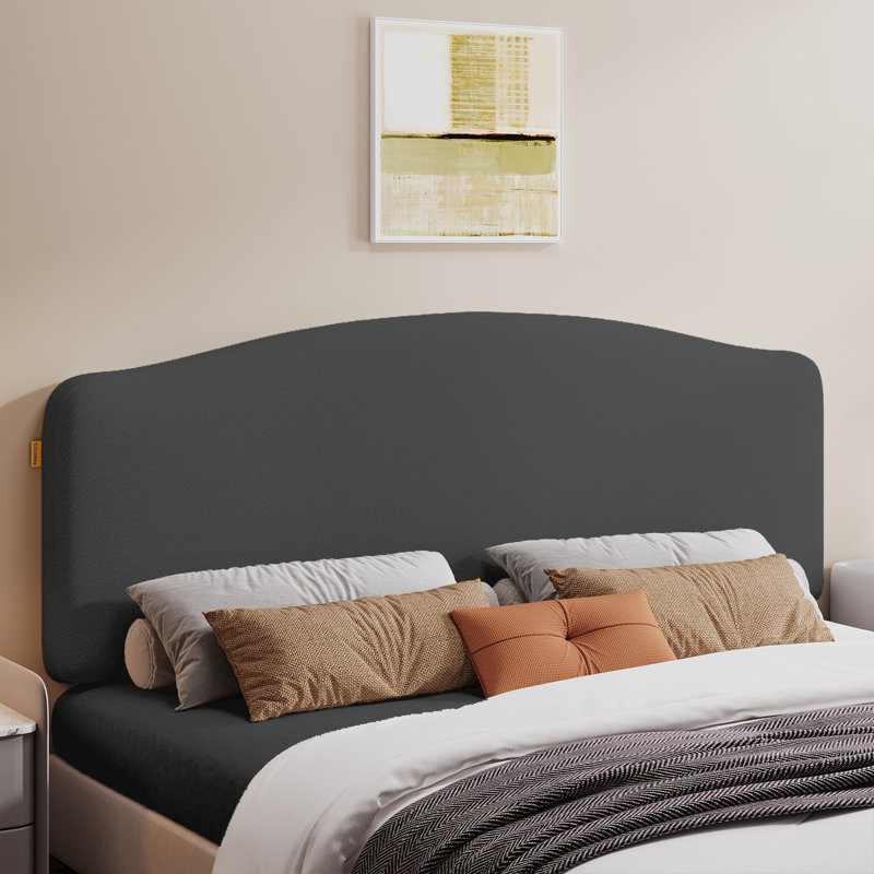 Tête de lit courbée rembourrée avec hauteur réglable et fixation facile à brancher, velours de serviette résistant aux égratignures