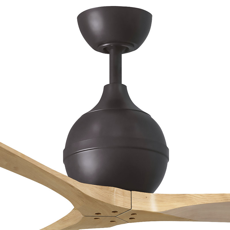 60" Irene Paddle 3 Blade Ceiling Fan, 60", Textured Bronze, Light Maple Tone