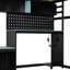Lit mezzanine double en bois avec bureau, tablettes, lumières DEL, ports USB et panneau perforé-31428590