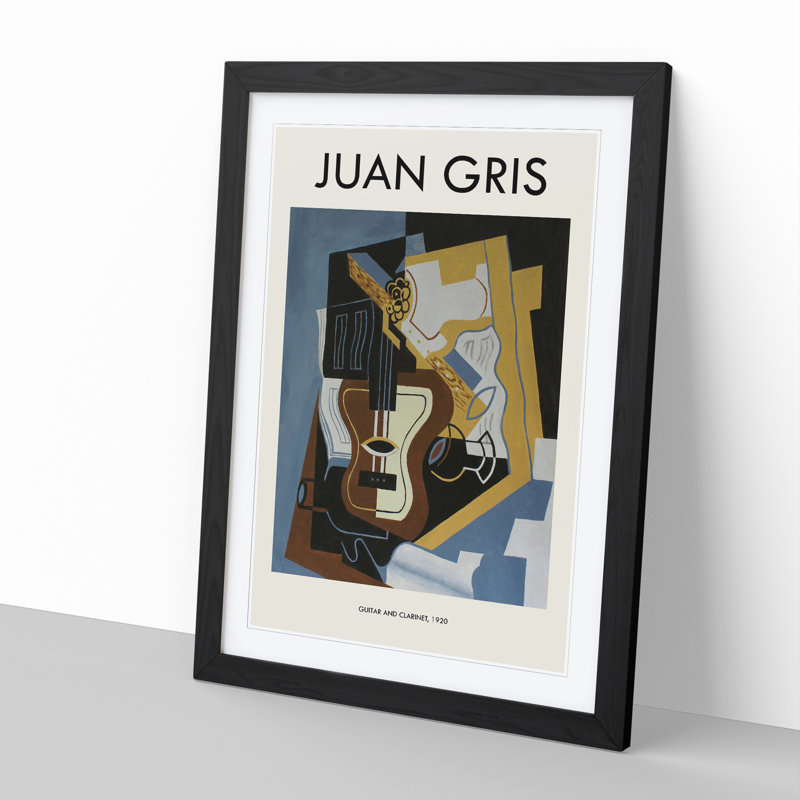 Guitar With Clarinet by Juan Gris - Single Picture Frame Print, Black Framed, 36cm H x 27cm W x 2cm D