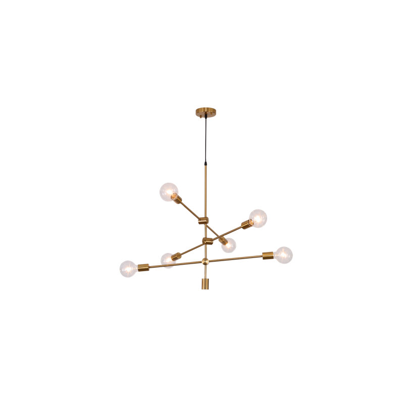 Lustre spoutnik 6 lumières doré