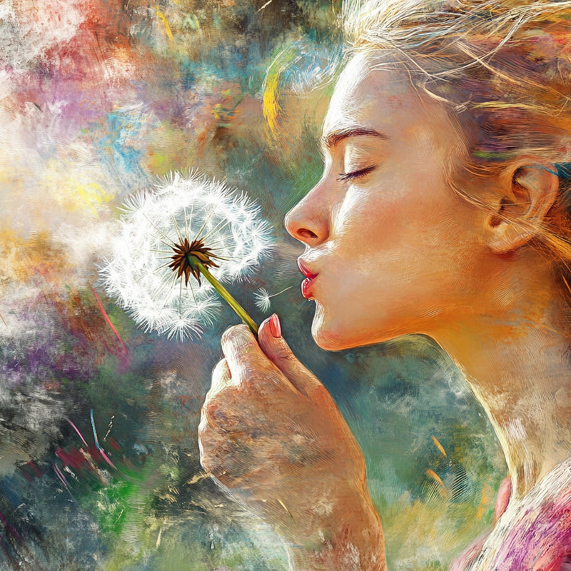 «Dandelion Wish», art mural sur toile tendue, 12"W x 12"H x 1"D