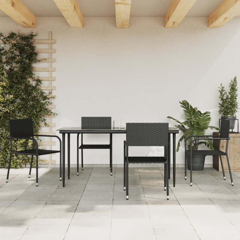 Ensemble repas d'extérieur Zalena, Noir, 63 po x 31,5 po x 29,1 po, 4
