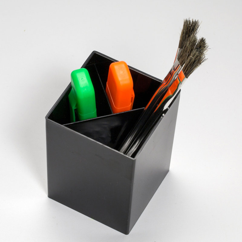 Black Acrylic 3-Compartment Pencil Holder