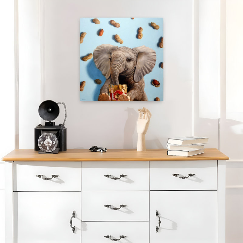Feeling Nutty, art urbain contemporain éléphant, H 18 po x l 18 po