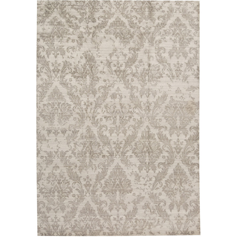 Himalayan Art Damask Area Rug in Gray