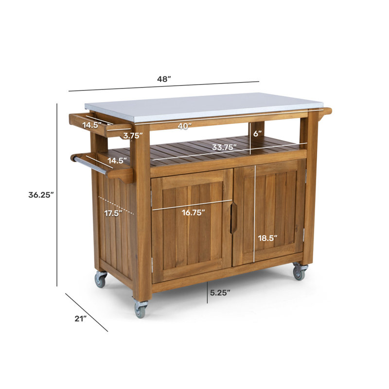 Anjenette Solid Wood Bar Cart, Brown
