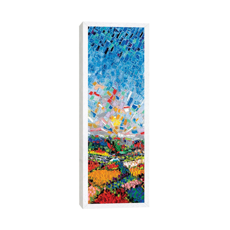 Glorious Fields by Joachim Mcmillan - Panoramic Painting on Canvas, 91.44cm H x 30.48cm W x 3.81cm D, White Framed