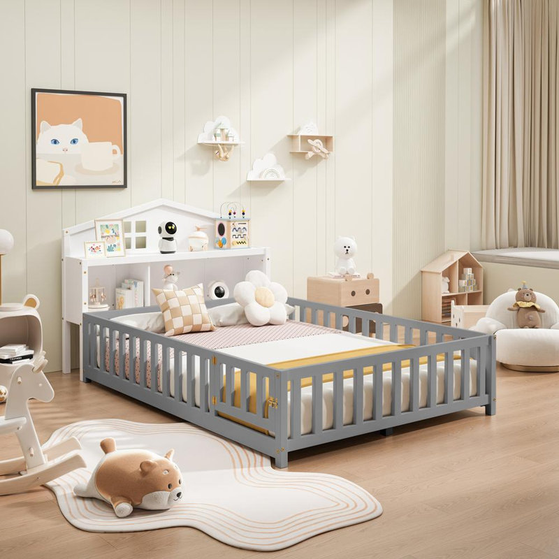 Tête de lit avec rangement Montessori, Blanc