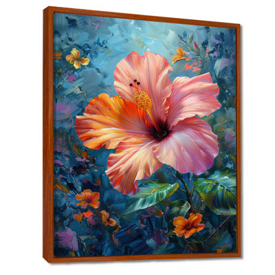 Pink Green Tropical Oasis Hibiscus - Hibiscus Wall Art Print