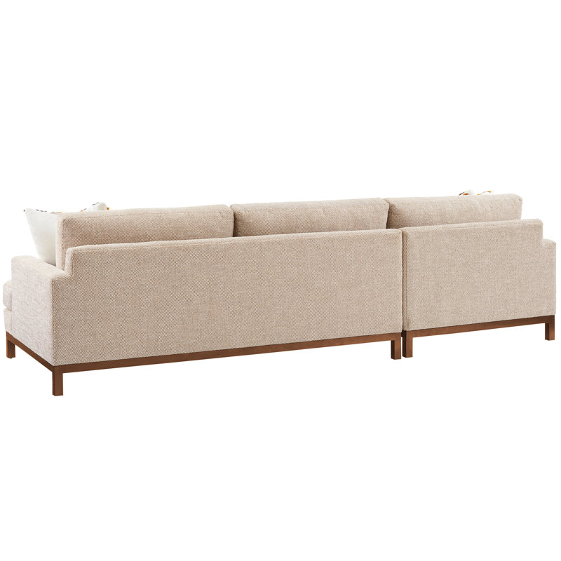 Elegant Taupe and Brass 110" Upholstered Sectional Sofa