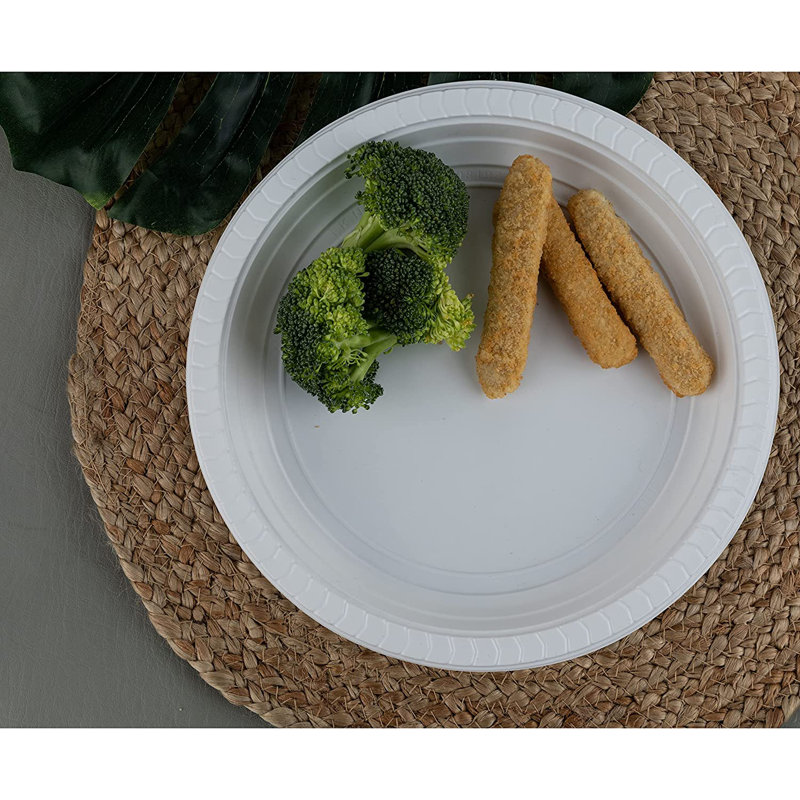 Disposable Plastic Serving Round Plates 10" White