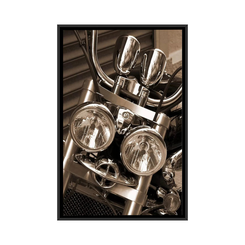Photographie, Harley, reproduction de photo sur toile, H 26 po x l 18 po x P 1,5 po, Toile avec cadre noir, Pas de tapis