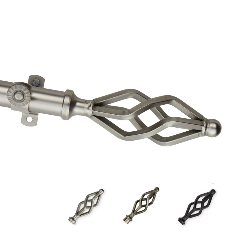 Tringle à rideaux simple réglable 0,81 po Baltz, l 120 po à 170 po, Nickel satiné