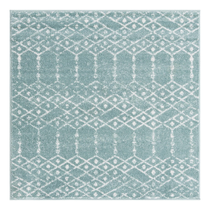 Sierra Geometric Area Rug, Square 4', Aqua