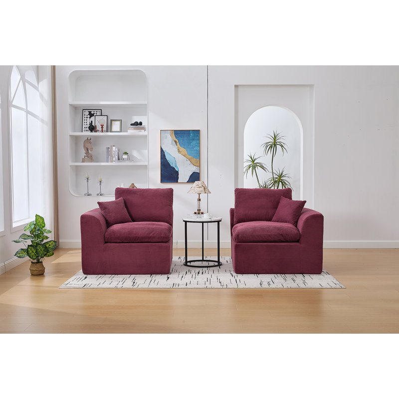 Boneless Modular Sectional Sofa Cloud Couch,Comfy Cloud Modern Sofa,2 Seater With Cushion Covers, Wine Red