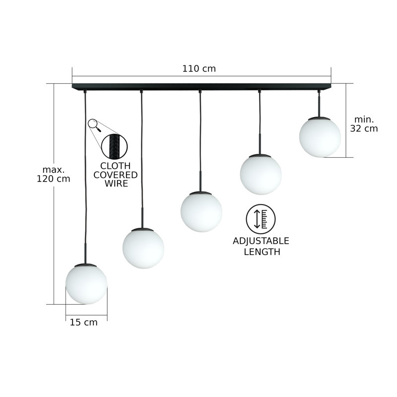 Bosie - Light Matte Black Pendant, 5