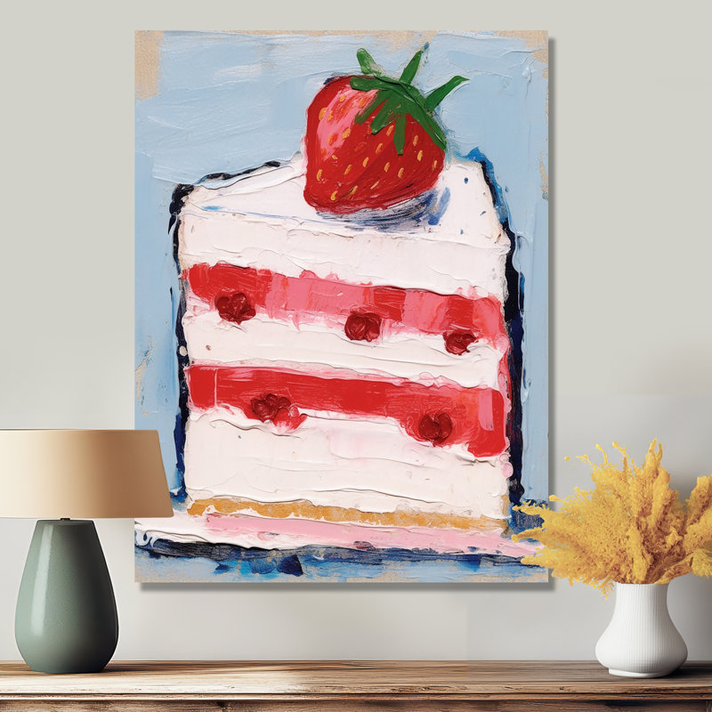 Strawberry Cake, reproduction d'art alimentaire, Métal métal, H 44 po x l 34 po x P 1,5 po
