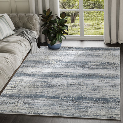 Tapis abstrait gris / bleu Winklevoss