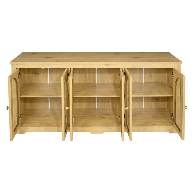 Buffet décoratif 67 portes l 67 po avec tablettes réglables, Naturel