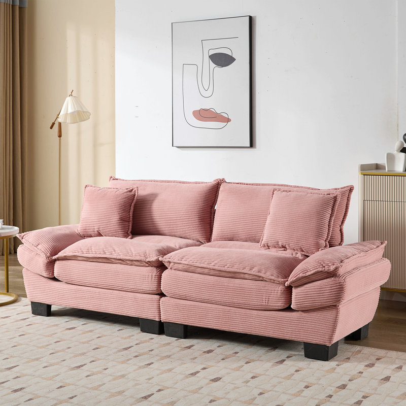 Canapé-lit en velours Corduroy, Rose