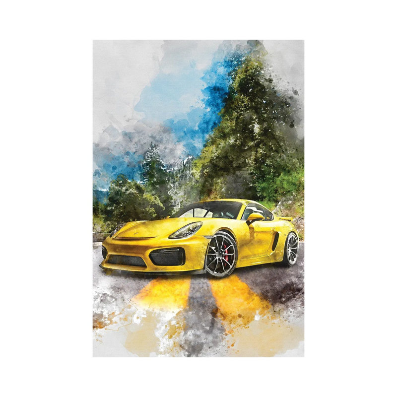 Porsche Cayman GT4 by Gab Fernando - Wrapped Canvas Print, 101.6 cm H x 66.04 cm W x 1.91 cm D