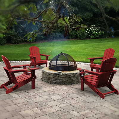 Chaise Adirondack pliante en polyéthylène haute densité Delman avec porte-gobelet double (ensemble de 4)