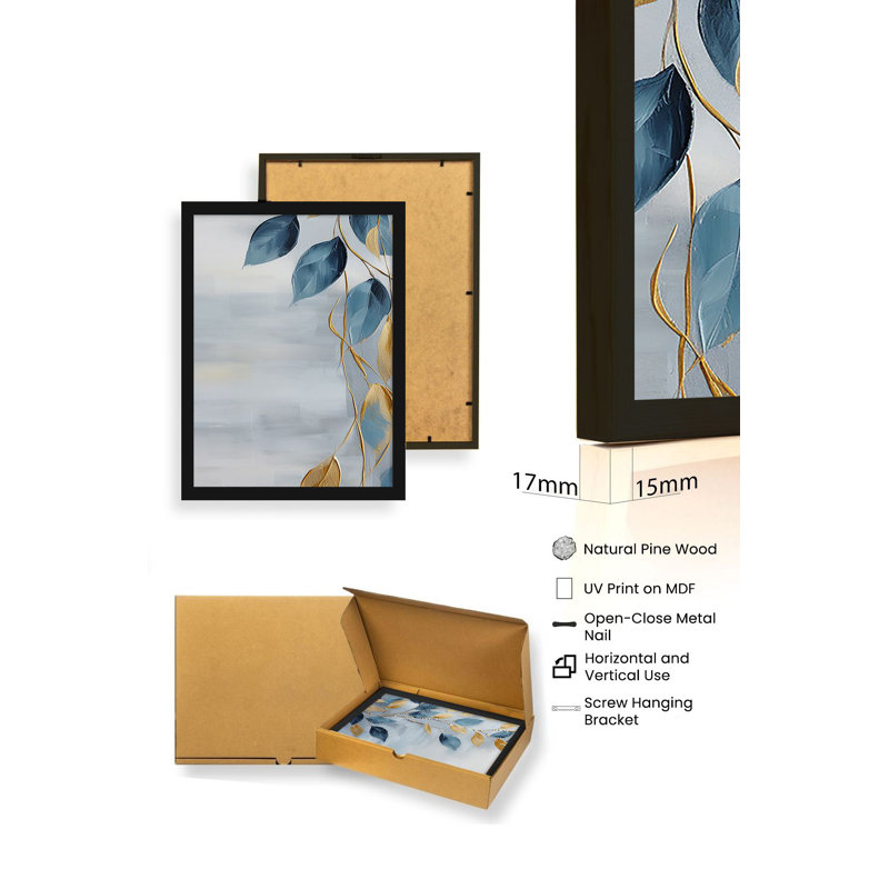 Élégantes peintures décoratives en panneau de fibres à densité moyenne (3 pièces), 8 x 12 pouces chacune | 100% panneau de fibres à densité moyenne avec une épaisseur de 0,1 pouce et 100% des cadres en bois massif avec une épaisseur de 1 pouce | Parfait pour le salon, la chambre à coucher et le bureau