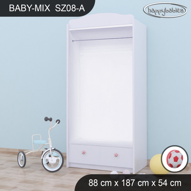 Baby 2 Door Wardrobe, White/Red