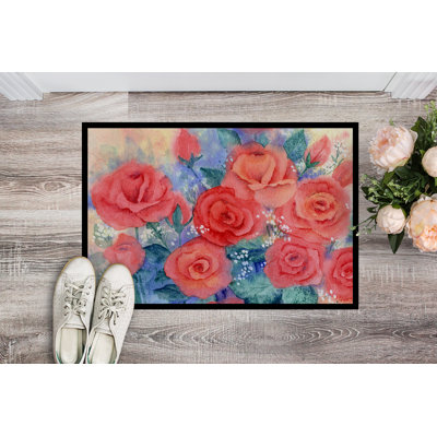 Tapis de porte extérieur anti-dérapant roses