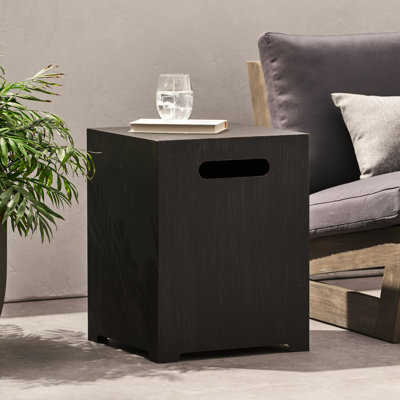 Support de réservoir moderne en fer, brun et or, thermolaqué, bureau de 14,92 po de largeur x 19,21 po de hauteur, teinte brune et dorée, thermolaqué, 19,21 H 14,92 po P 14,92 po