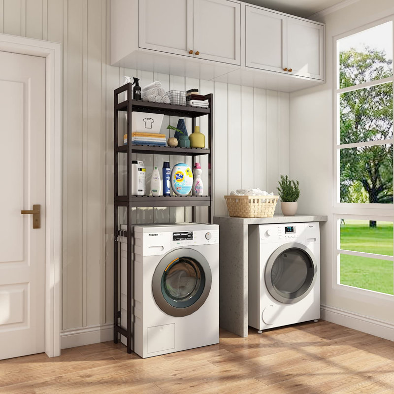 Armoire de rangement en bambou au-dessus de la toilette, Blanc