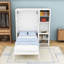Lit escamotable simple en bois avec bureau et étagères-916169901