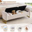 Banc de rangement rembourré de 66 po de hauteur avec des pieds dorés, une poche pour accoudoirs et 2 coussins-346524067-343922331