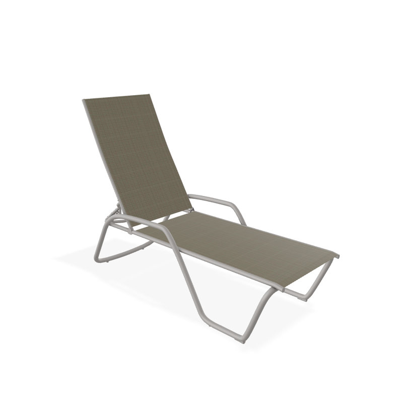 Outdoor Rust-Resistant Metal Chaise Lounge, Brown Sunbrella® Tweed, Textured Warm Gray