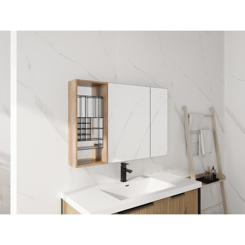 Armoires à pharmacie peu encombrantes avec rangement, salle de bain moderne en contreplaqué