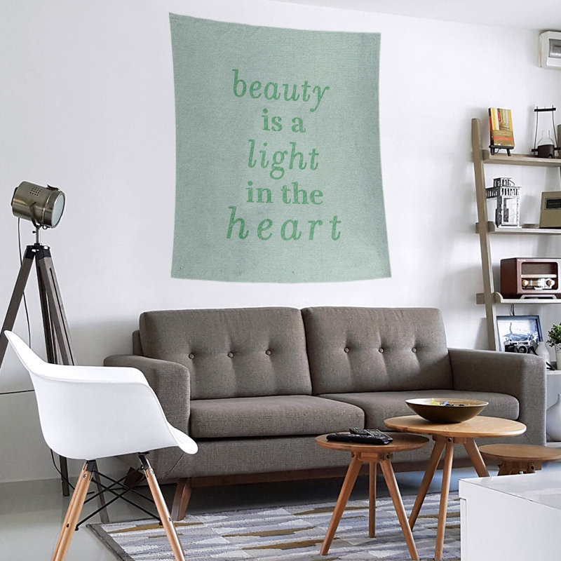Tapisserie en polyester en citation de beauté, H 104 po x l 88 po, Vert