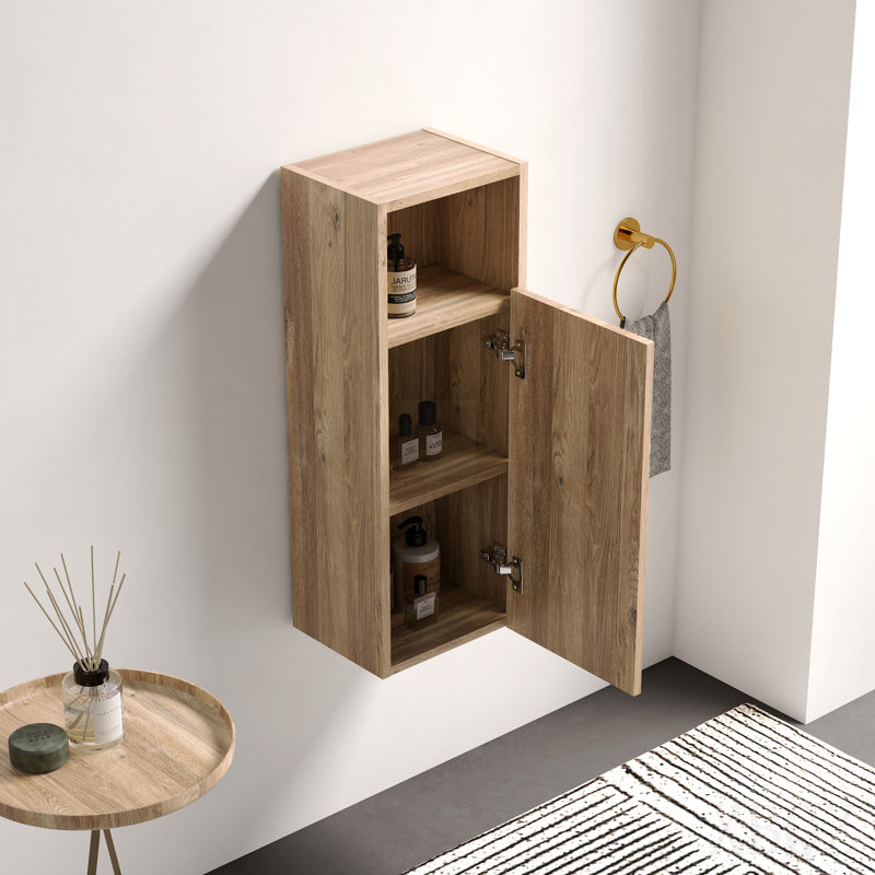 Cc1014s112310 Armoire latérale flottante en chêne brut et chêne brut, armoire de rangement murale pour petits espaces, kd
