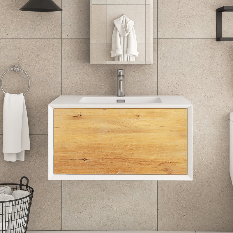 Biddie 30'' Single Bathroom Vanity with Solid Surface Top