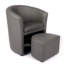Faux Leather Barrel Chair with Footstool-186347357