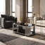 Table basse ovale moderne FFZ 47 po avec étagères à deux niveaux en verre trempé noir et structure en acier inoxydable poli-134671330-134671328