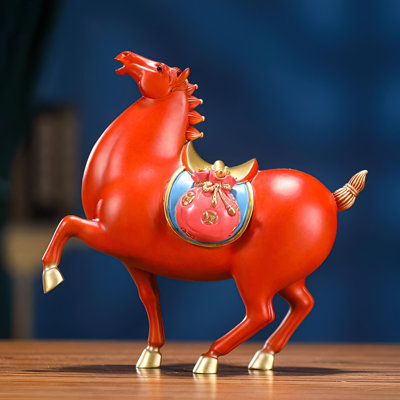 Élégante statue de cheval en laiton - décor chinois classique
