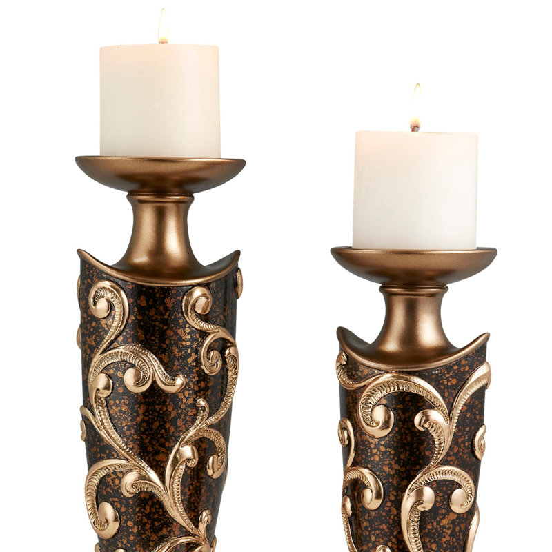 Elegant Baroque Polyresin Candleholders Ideal For Modern And Transitional Spaces