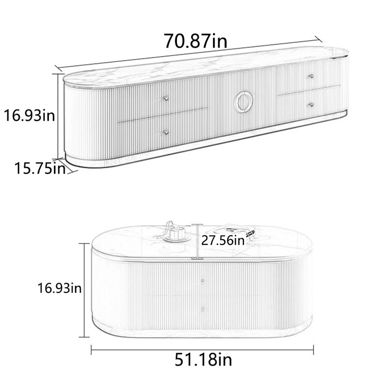 Marble exquisite TV cabinet tea table combination