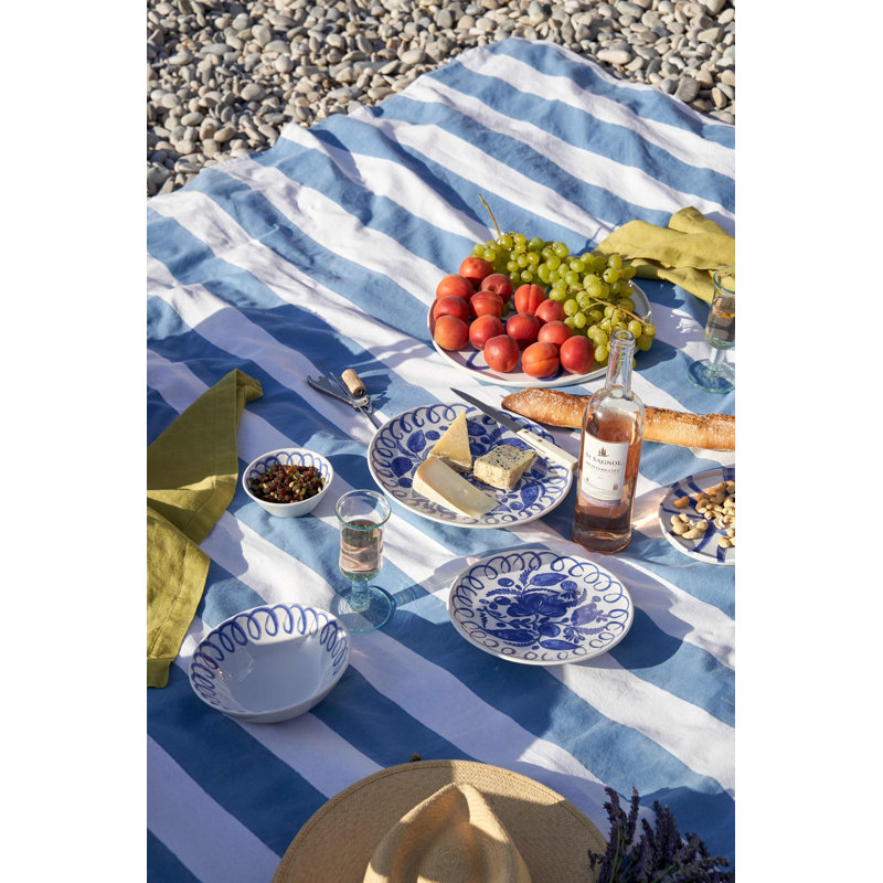 Amalfi Dinner Plate - 10.6", White/Blue