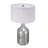 Silver Round Table Lamp With White Fabric Shade