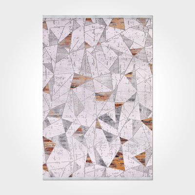 Modern/Abstract Beige Machine Washable Non-Slip Area Rug