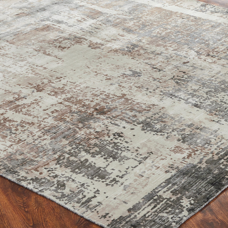 Abstract Area Rug in Brown, Rectangle 2' x 3'