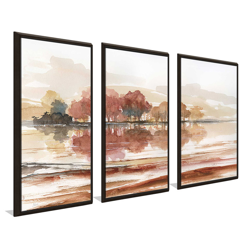 Earthy Dreams - 3 pièces, cadre flottant, peinture sur toile, L 52,5 po x H 33,5 po